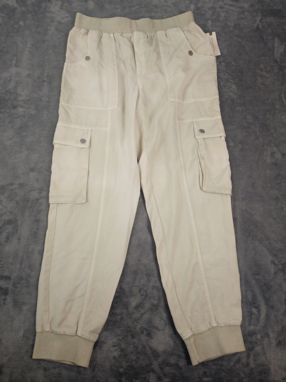 Anthropilogie Women's Light Cream Cargo Joggers with Elastic Waistband Size S